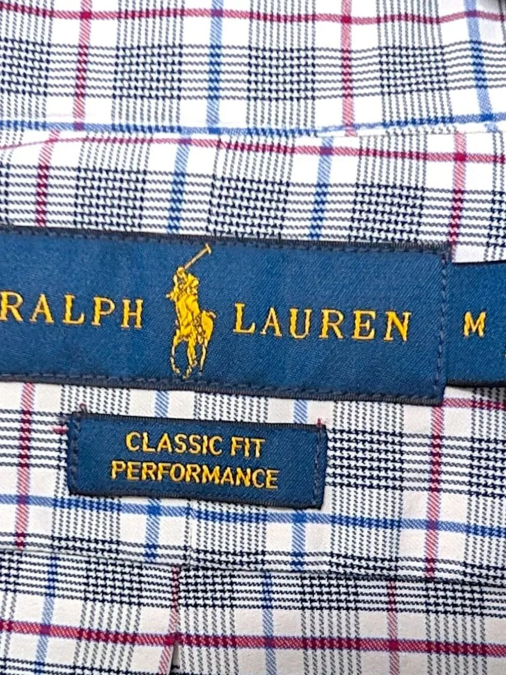 Polo Ralph Lauren blue and white plaid classic fit performance shirt M's M $110